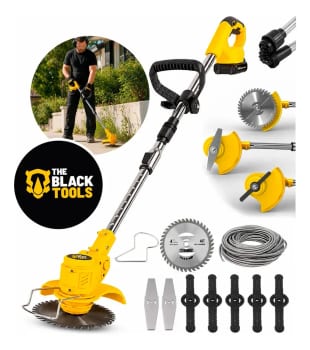 Roçadeira Aparador Grama A Bateria Recarregável 21v 750w Profissional Com Acessórios Tcg21c The Black Tools