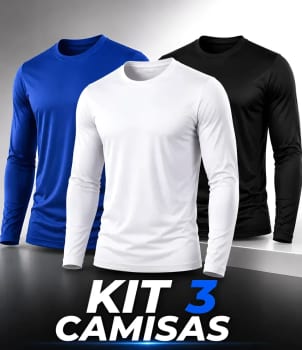 Kit Camisa Masculina Segunda Pele Proteção Solar Uv Dry Fit