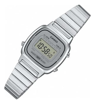 Relógio Casio Feminino Vintage Digital Mini Retrô Prata