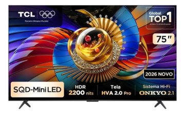 Tcl Top Premium 4k Sqd-mini Led Tv 75 Q7d Pro Google Tv, Até 100% Bt.2020, 144 Hz, E 2.000 Nits