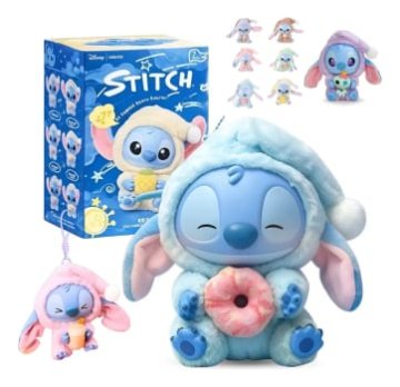 Boneco Stitch Labubu Pelúcia Surpresa Colecionável Chaveiro