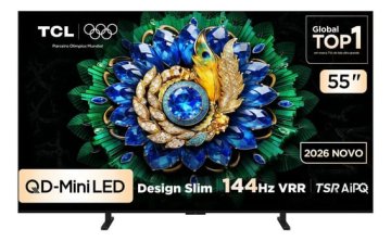 Smart TV TCL 55 Polegadas QLED Mini LED 4K A400M WiFi Bluetooth Google TV HDR10+ 144 Hz VRR 55A400M