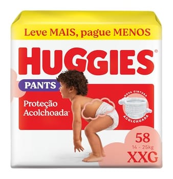 Fralda Pants Huggies Supreme Care Tamanho XXG, Estilo Roupinha, 58 Unidades, Vermelho