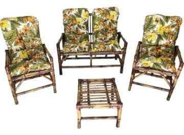 Cadeiras Bambu 4 Lugares Com Braços - Jogo Sofá Jardim - R$ 522,64