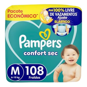 Fralda Pampers Confort Sec Tamanho M, 108 Unidades
