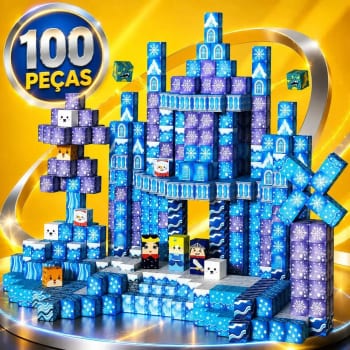 Kit 100 Blocos Magnéticos De Montar Construção Brinquedo Educativo Imã Empilhamento Cubo Infantil Cashpay
