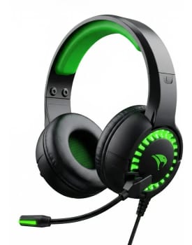 Headset Gamer Python Viper Pro Preto LED Verde Microfone para Jogos