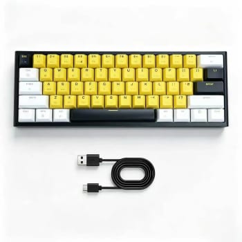 Teclado Mecânico Gamer Mk25 60% Rgb 61 Teclas Switch Red Usb ,inglês Us, Amarelo