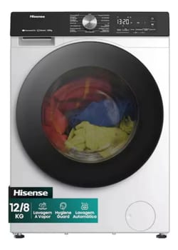 Lava/seca Hisense, 3s12, Inverter, 12/8kg, Wi-fi, Brca