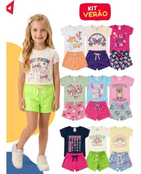 Kit Conjunto Infantil Menina Verão 08 Peças Envio Imediato - R$ 66,44