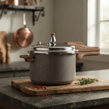 Panela De Pressão Revestimento Cerâmico 4,2l Quality House Cinza - R$ 215,94