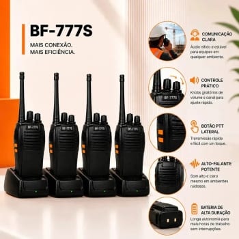 Kit 4 Rádios Comunicadores Baofeng Bf-777s Alta Performance Walkie Talkie Profissional Esportivo Sem Fio Alta Segurança Comunicação Show Eventos 400 ~