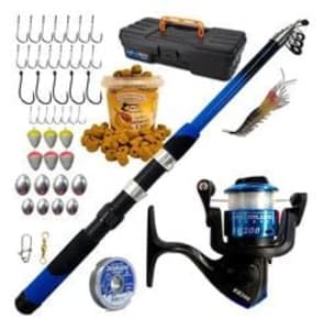 Vara De Pesca 20lbs Completa Com Molinete E Linha Jau Pesca Preto