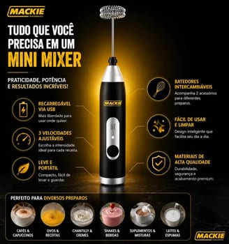 Mini Mixer Elétrico Portátil Misturador De Bebidas Café Leite Cappuccino Whey Protein Shake Ovos Espumador Batedor Fouet Inox Compacto Cozinha Drinks