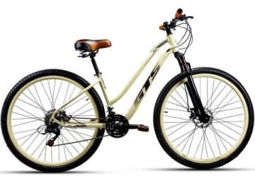 Bicicleta Aro 29 Gts Alumunio Lavy Câmbio Shimano 21 Marchas Bege Retro Com Preto 17