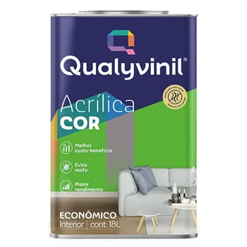 Tinta Qualyvinil Acrílico Mais Rendimento Econômica Parede Acabamento Fosco Cor Camurça | Lata 18 Litros