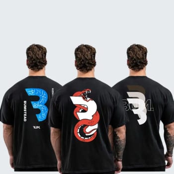 Kit Com 3 Camisetas Oversized Larga Academia Bum Bodybuilder