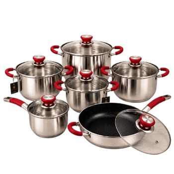 Conjunto Panelas Francesas Genebra 12 Peças Inox E Vidro