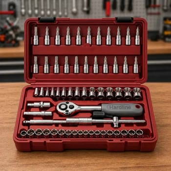 Kit Jogo de Ferramentas 46 Peças Catraca Soquetes Bits Fenda Phillips Allen Extensores com Maleta para Oficina Mecânico Casa Carro Reparos Manutenção