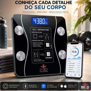 Balança Digital Bioimpedância Profissional smart imc 180kg Bluetooth Corporal Aparelho Alta Capacidade aplicativo App para Android e para IOS Balança