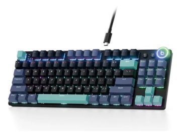 Teclado Mecânico Gamer Rgb Tkl, USB-C/Bluetooth/2.4G Sem Fio Teclado, 87 Teclas Hotwape Ansi Com Knob, Anti-Ghosting para PC, Notebook