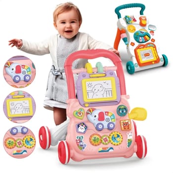Andador Educativo Empurrar Infantil Bebê Musical Brinquedo Atentu Rosa