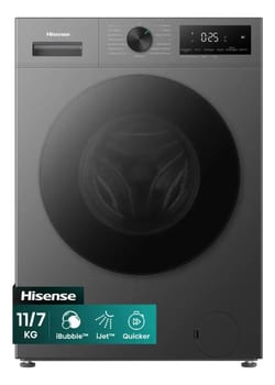 Lava e Seca Hisense 1i 11kg/7kg - 4 em 1, Inverter, Ciclo Rápido, Economia de Água - WD1i1141