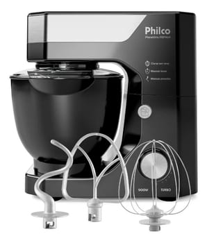 Batedeira Planetária Philco 900W 5L Preta 12 Velocidades Turbo PBP90A