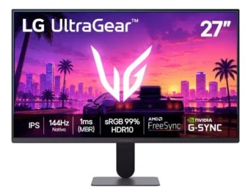 LG UltraGear Monitor Gamer 27" IPS, 144Hz Nativo, 1ms (MBR), Full HD (1920x1080), HDR10, NVIDIA G-SYNC, AMD FreeSync, Preto - 27G411B