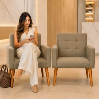 Kit 2 Poltronas Confortáveis Pra Recepção Promoção Relâmpago