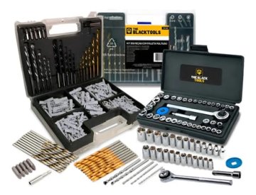 Jogo De Brocas Buchas E Bits Com 300 Peças E Maleta + Kit Chaves Catraca Reversível 40 Peças The Black Tools