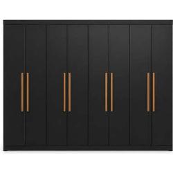 Guarda Roupa Casal 8 Portas Preto Espresso Móveis 4 Gavetas MDF 200x237x47cm