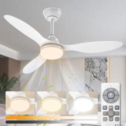 Ventilador de Teto Qfun 42 Com Luz LED, Controle Remoto e Motor DC Silencioso