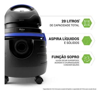 Aspirador Água e Pó Philco 1500W 20L