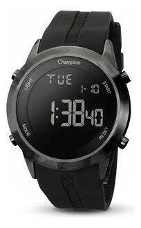 Relógio Masculino Esportivo Champion Digital 45 Milímetros Com Pulseira de Silicone Preta Macia Prova DAgua 50 Metro