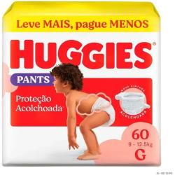 Fralda Huggies Pants Roupinha Proteção Acolchoada G com 60 Unidades