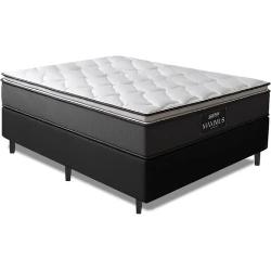 Regional Cama Box Casal Colchão Gazin Molas Ensacadas Pillow Maximus Cinza E Preto 138x188x62cm