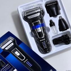 Barbeador Aparador Cortador Kemei 3 em 1 KM-6558 Recarregável Preto Frete Grátis