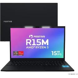 Notebook Positivo Vision R15M AMD Ryzen 5-5625U Linux 8GB RAM 256GB SSD Wi-Fi 6 Tela 15 Full HD IPS Antirreflexo Minitela 1,54 Lumina Bar com 3 Níveis Permite upgrade de memória RAM e SSD Preto
