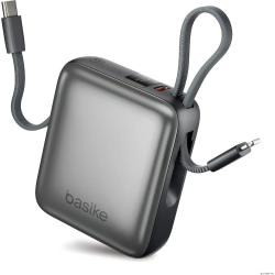 Carregador Portátil Power Bank Basike 10000mAh 22.5W Rápido 4 Saídas Cabo Embutido Display