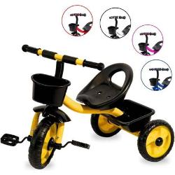 Triciclo Infantil 3 Rodas Brinquedo Passeio Com Cestinha Amarelo