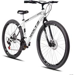 Bicicleta Aro 29 Woltz LTZ 21 Marchas Freios Mecânicos Branca Quadro 17
