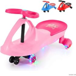 Carrinho Rolimã Car Drift Infantil Volante Gira 360 Triciclo Com Roda Led Colorido Cor Rosa JustFun Brinquedos