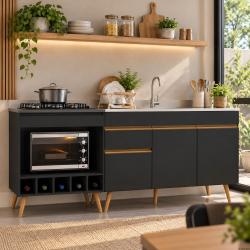 Kit Balcão de Cozinha para Pia e Balcão para Cooktop/Forno 190cm Veneza