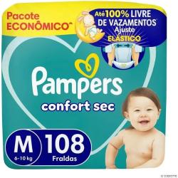 Fralda Pampers Confort Sec M com 108 Unidades