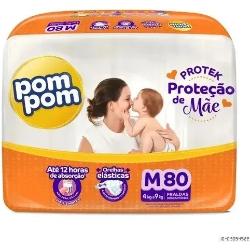 Fralda Pom Pom Proteção de Mãe M com 80 Unidades