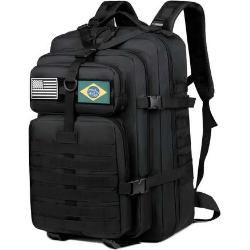 Mochila Tática Impermeável Militar Reforçada Grande 50 Litros Masculina Feminina Anne Preto