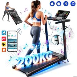Esteira Elétrica Ergométrica 3.0HP 1-14km/h Bluetooth Fitshow App Até 200KG Dobrável JMJN