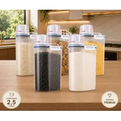 Kit 5 Potes Herméticos 2,5L cada