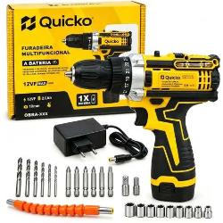 Furadeira Parafusadeira 12v Kit 25 Peças Potente